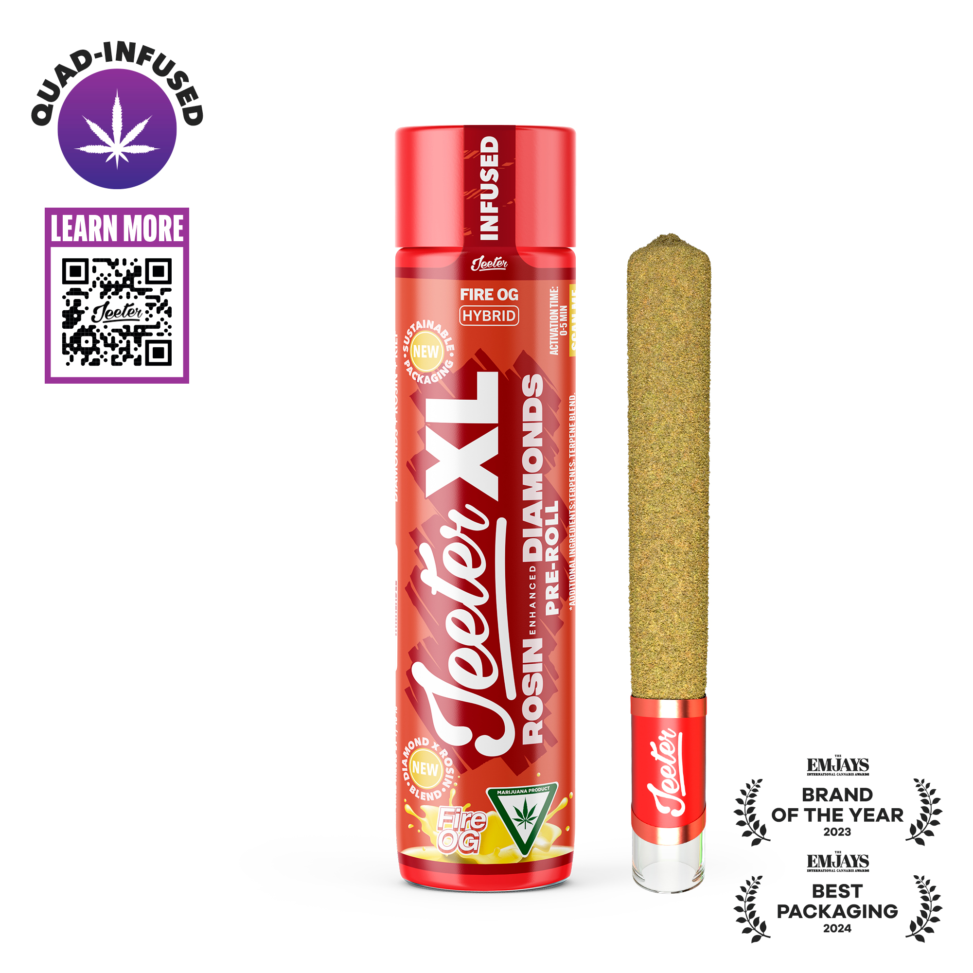 Photograph of product: Fire OG 2g XL Quad Infused Pre-roll