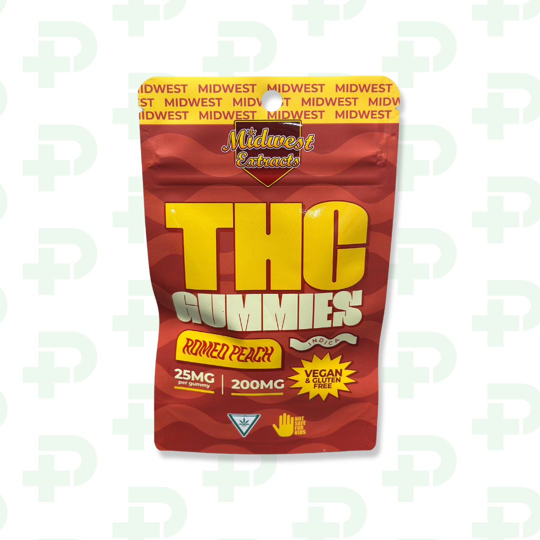 Photograph of product: Midwest Extracts 200mg Gummies - Oui'd - Romeo Peach