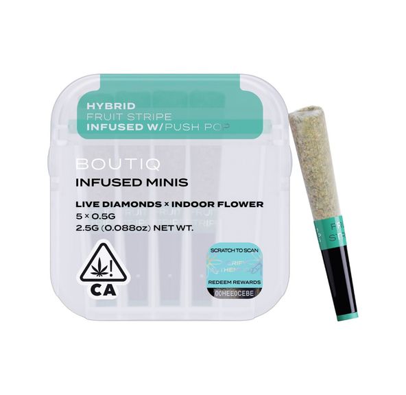 Photograph of product: Boutiq - Fruit Stripe (Hybrid) 5pk Infused Preroll