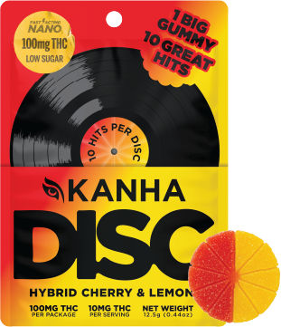 Photograph of product: KANHA Gummies 100mg Nano: Cherry & Lemon 1pc