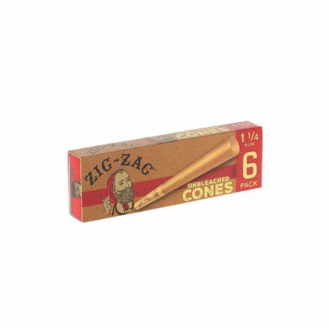 Photograph of product: ZigZag Unbleached Pre-Rolled Cones 1 1/4" (6) Pack