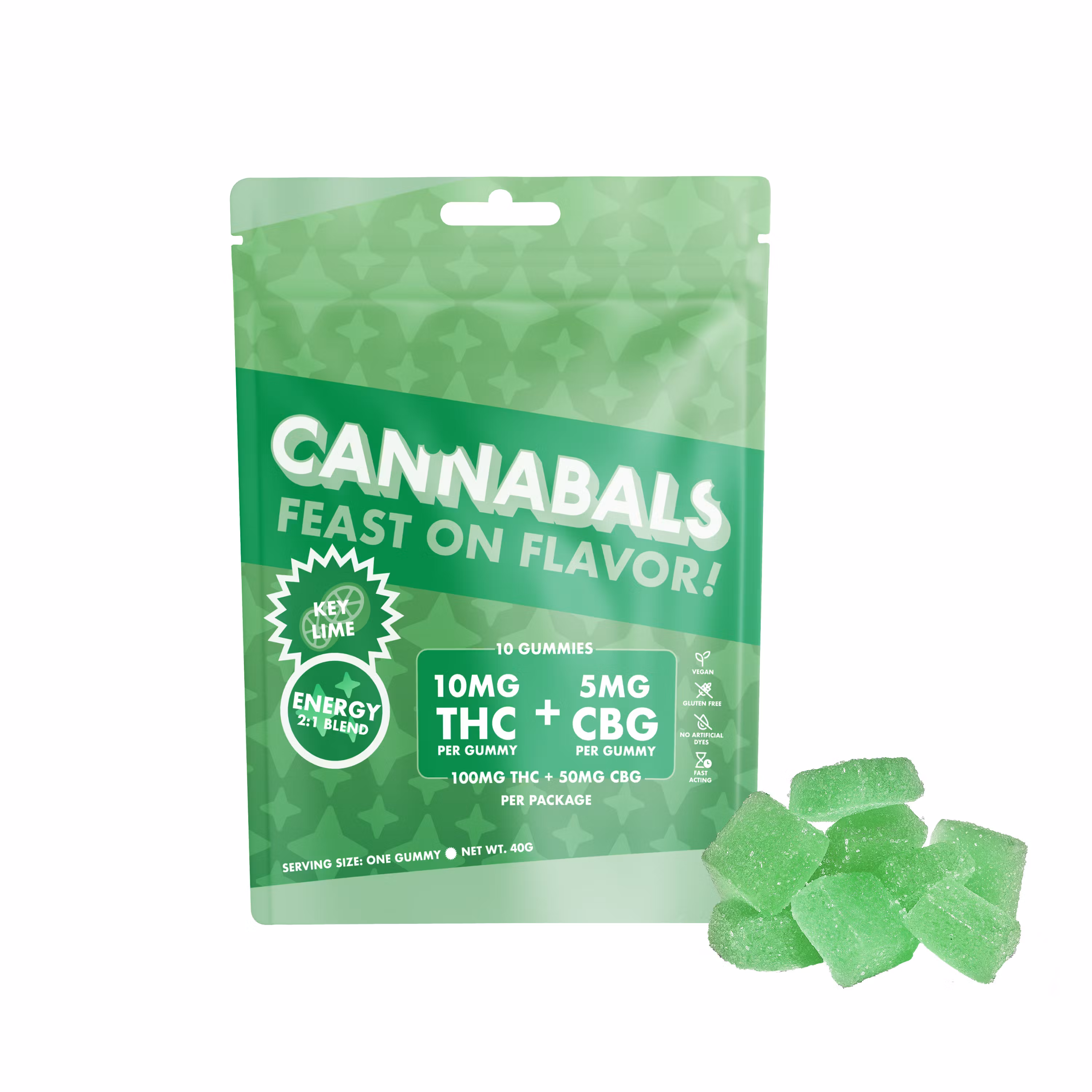 Photograph of product: Cannabals | Key Lime | Energy TH-oui:CBG | 100mg | 10ct