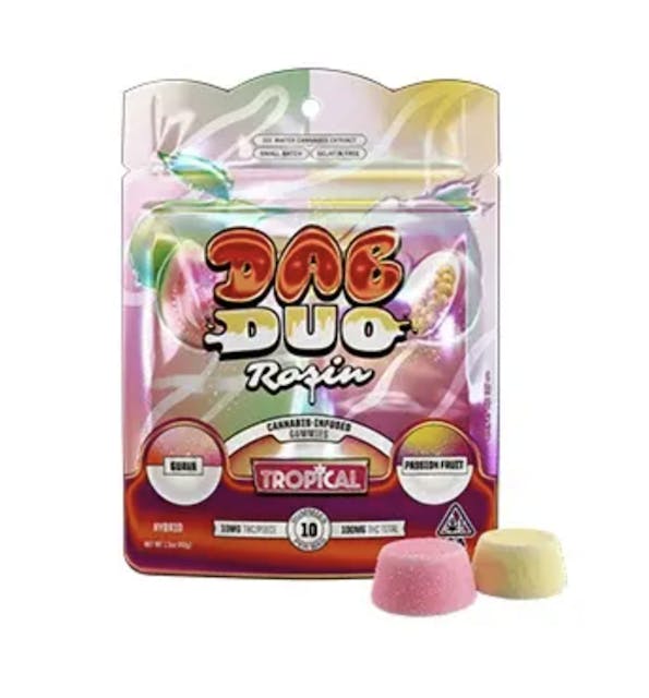 Photograph of product: Dab Duos Tropical Guava + Passion Fruit Gummies 100mg - Sales Floor