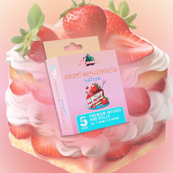 Photograph of product: Amnesia | Strawberry Cough | 5-Pack (.7g) Infused Pre-Rolls