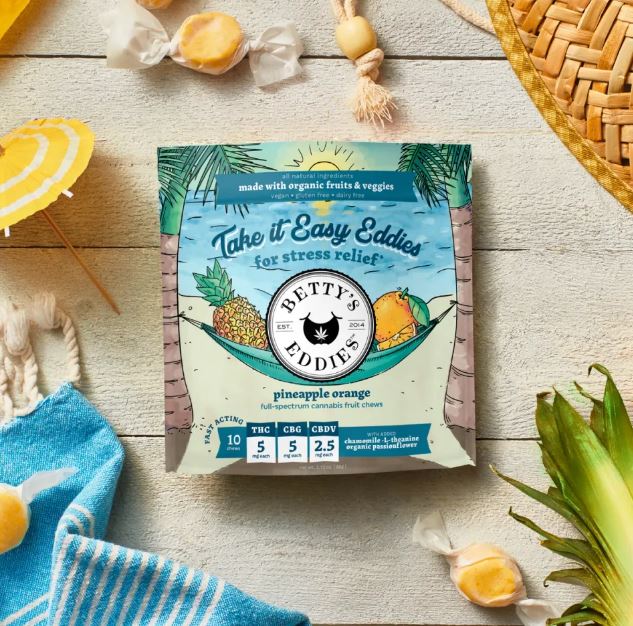 Photograph of product: 2:2:1 Pineapple Orange 'Take It Easy Eddies' Fruit Chews | 10-Servings