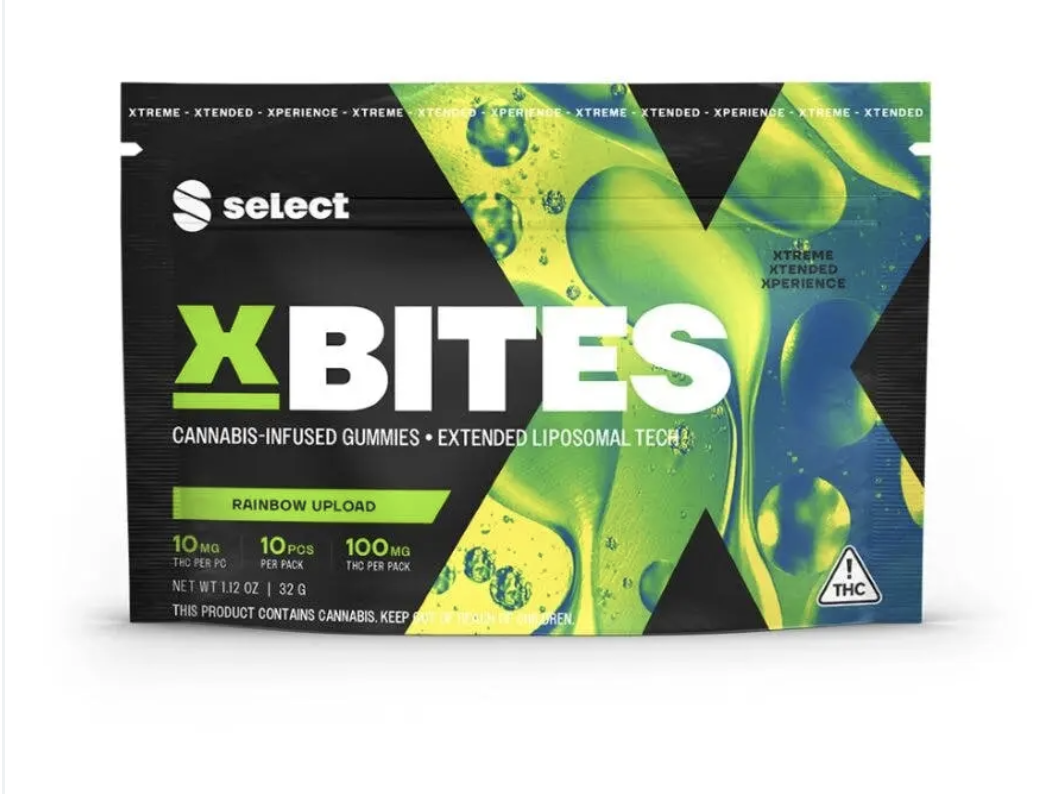 Photograph of product: Select | X Bites | Rainbow Upload | 10 Pack | 100MG