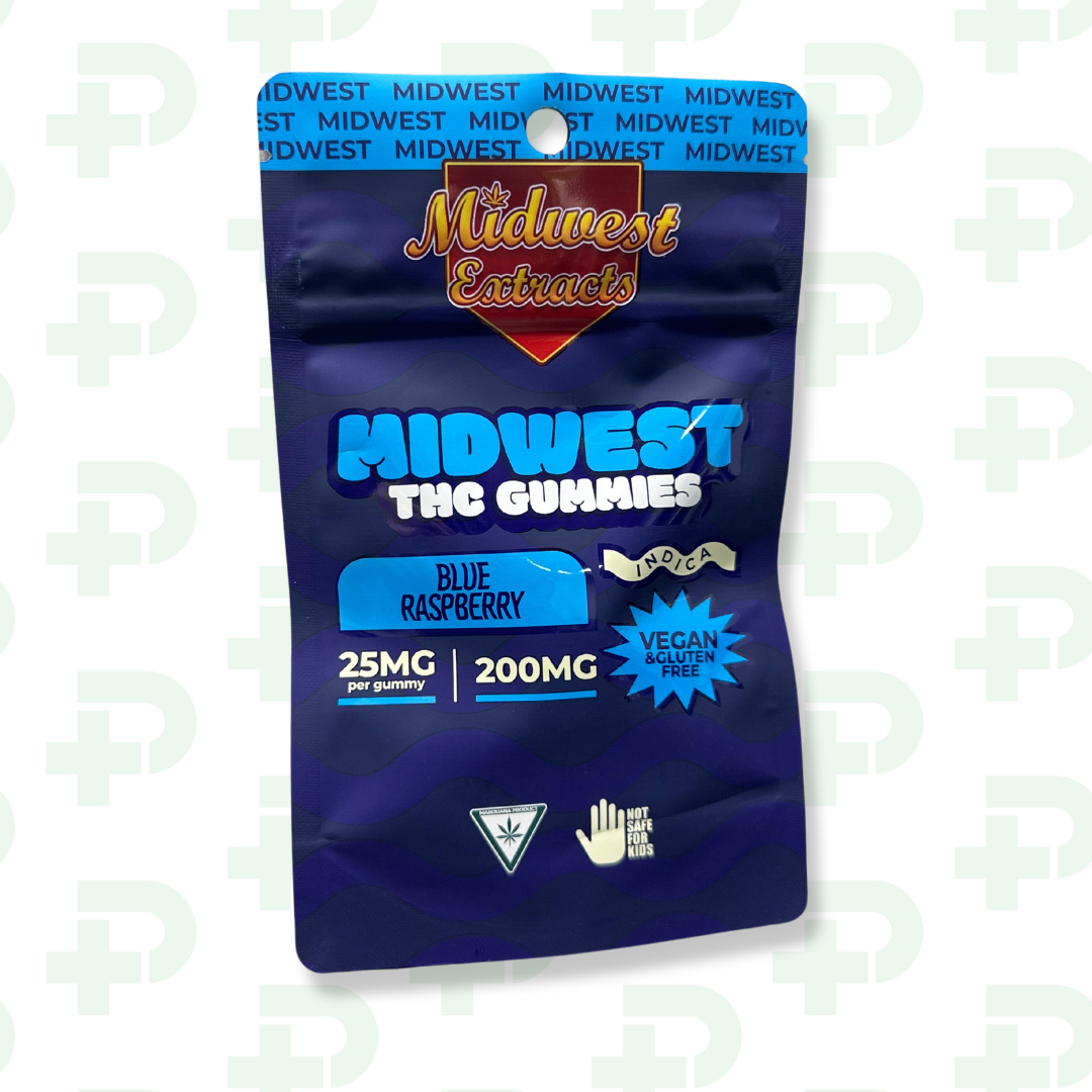 Photograph of product: Midwest Extracts 200mg Gummies - Oui'd - Blue Raspberry