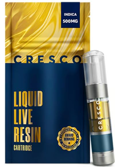Photograph of product: CRESCO BLUEBERRY SPACECAKE LIQUID LIVE RESIN CARTRIDGE .5G