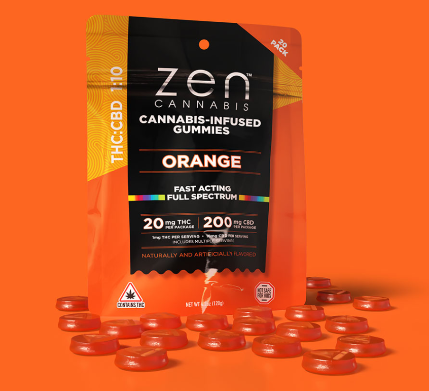 Photograph of product: Orange 10:1 CBD:TH-oui Fast Acting Gummies 100mg/20pc