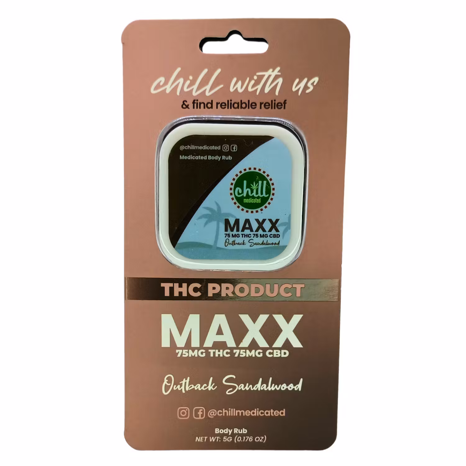 Photograph of product: Chill Medicated Chill-to-go | Outback Sandalwood MAXX 1TH-oui:1CBD