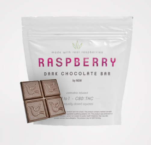 Photograph of product: Dark Chocolate Raspberry Bar 1:1 CBD:TH-oui | 100mg