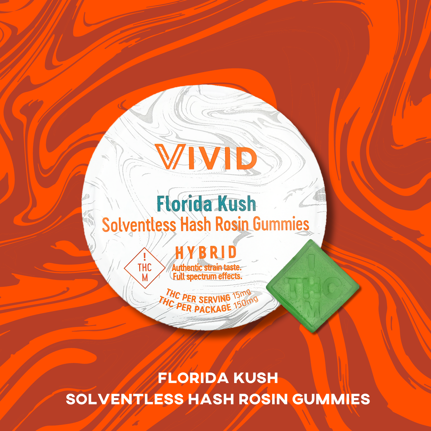 Photograph of product: VIVID - GUMMIES ROSIN LIVE - 150MG - 10PK - FLORIDA KUSH - Oui'd