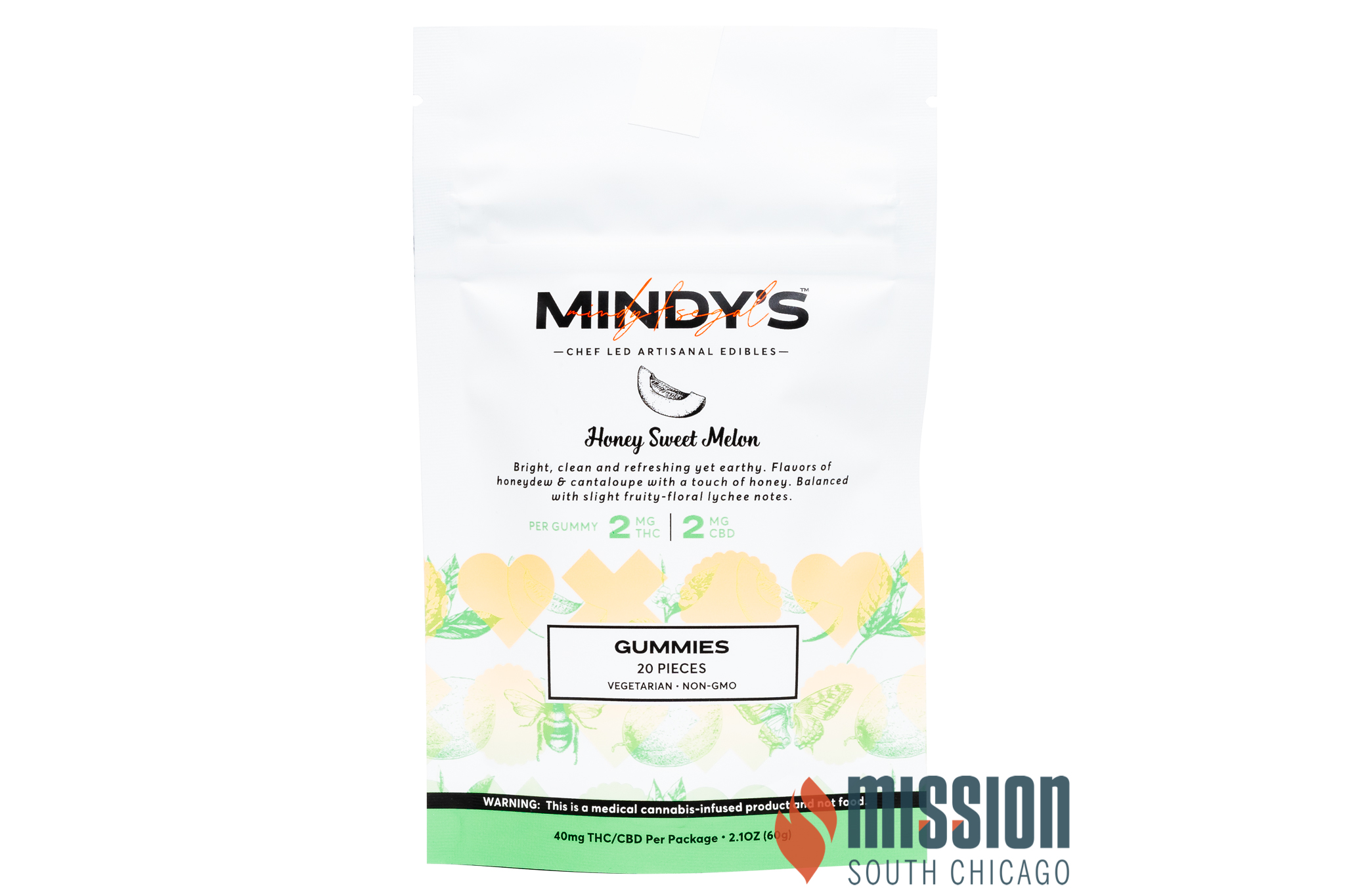 Photograph of product: Gummies | Mindy's | Honey Sweet Melon [1:1 CBD/TH-oui] [20pk] [Pouch]