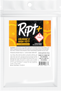 Photograph of product: Ript Gummies Plus Orange U High Yet? 1:1 TH-oui:CBD 100mg
