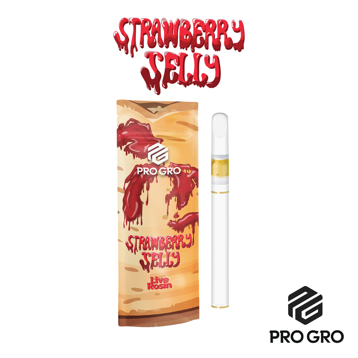 Photograph of product: ProGro Strawberry Jelly All-In-One Live Rosin Vape | 0.5g
