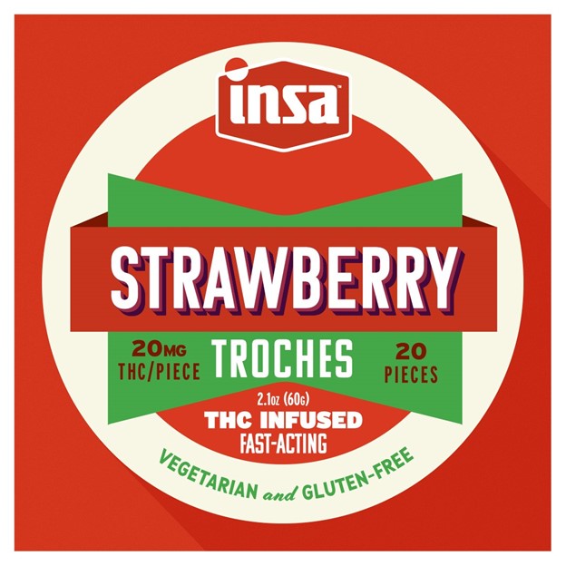 Photograph of product: RSO Strawberry Troches 400mg (20-Pack | 20mg Each)