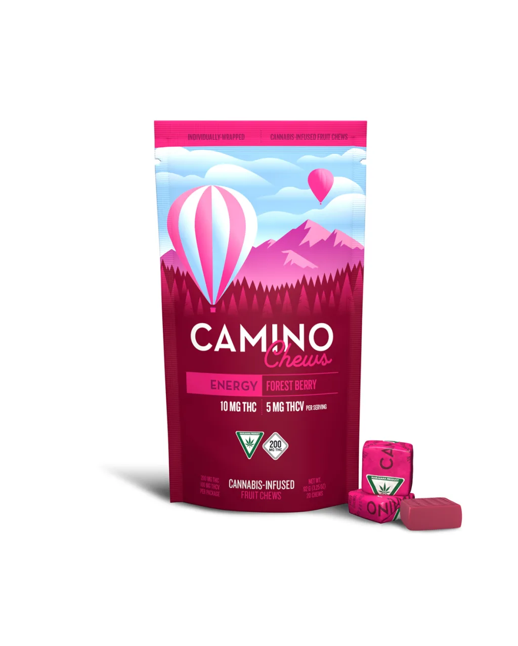 Photograph of product: Camino Chews - Forest Berry 2:1 THC:THCv - 200mg