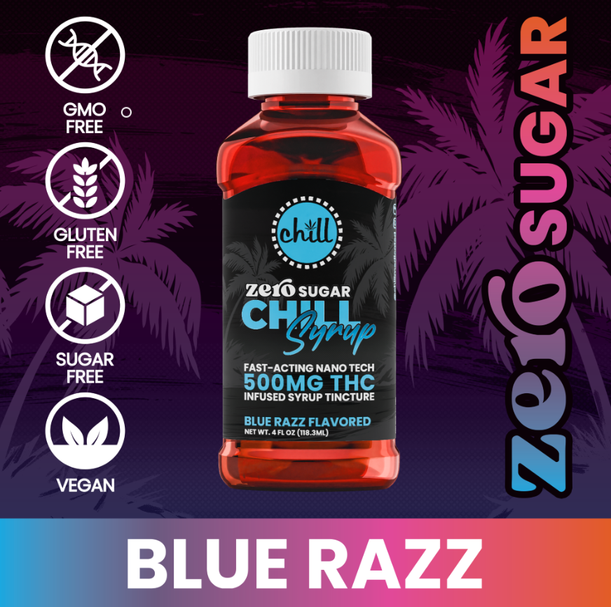 Photograph of product: Zero Sugar Fast Acting CHILL Syrup Blue Razz