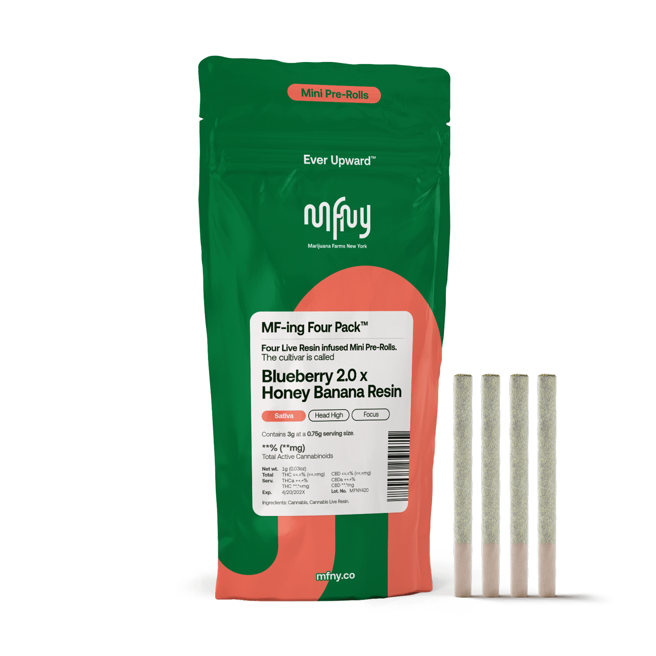 Photograph of Product: MFNY - Blueberry 2.0 X Honey Banana Live Resin 4pk Preroll