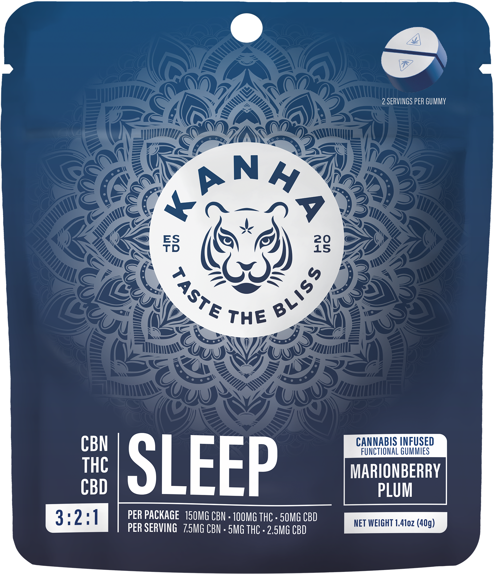 Photograph of product: Kanha Fx | Sleep Marionberry Plum 3:2:1 Cbn:Thc:Cbd | Nano Fx Gummies 10 Pack