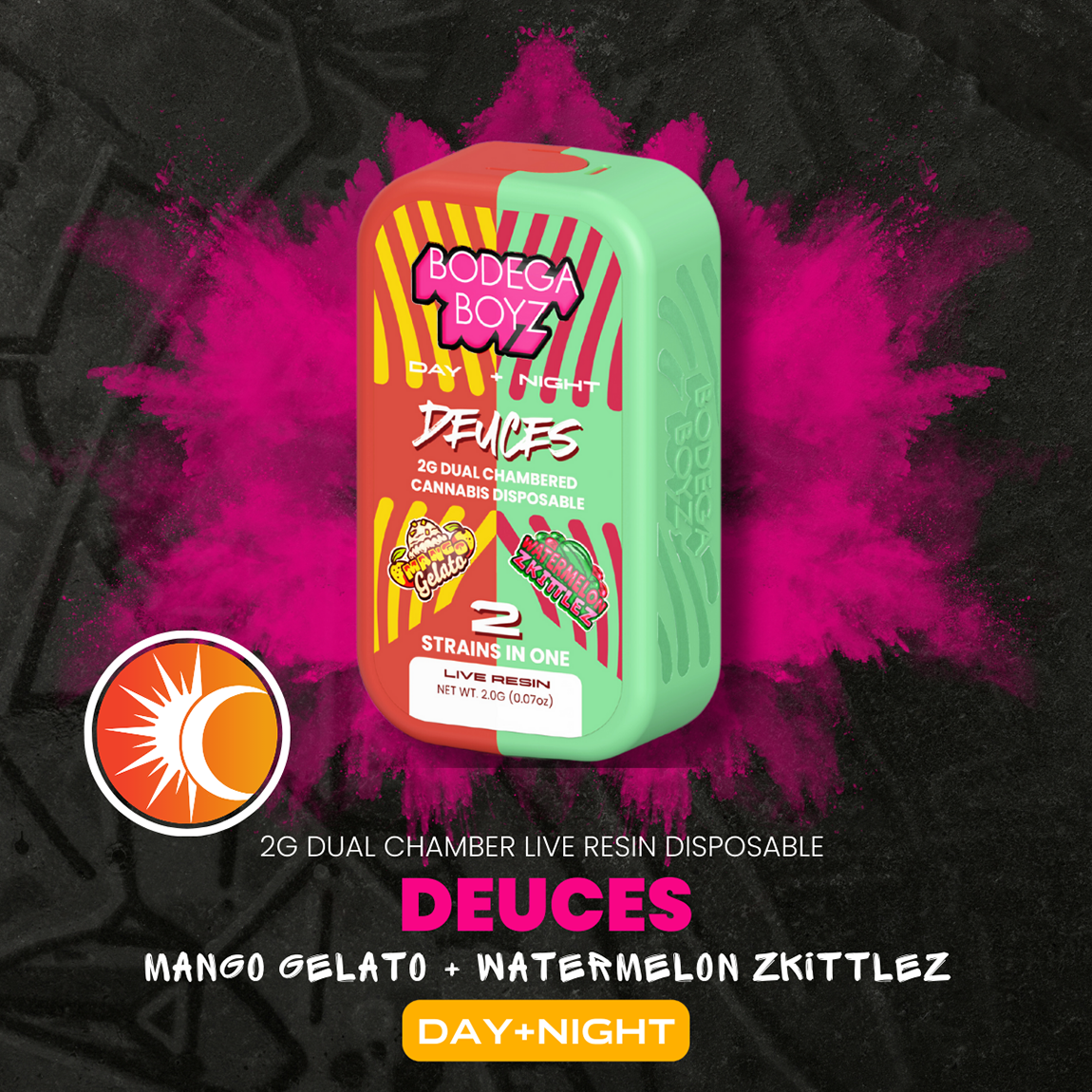 Photograph of product: Bodega Boyz | Disposable Vape | Mango Gelato & Watermelon Zkittlez | 2g