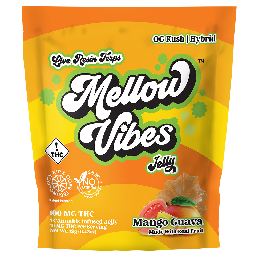 Photograph of product: Mellow Vibes Jelly Mango Guava 100mg - Hybrid