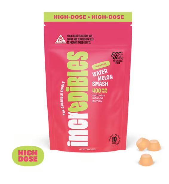Photograph of product: Incredibles. | Watermelon Smash (H) | High Dose Gummy 50mg x 10ct