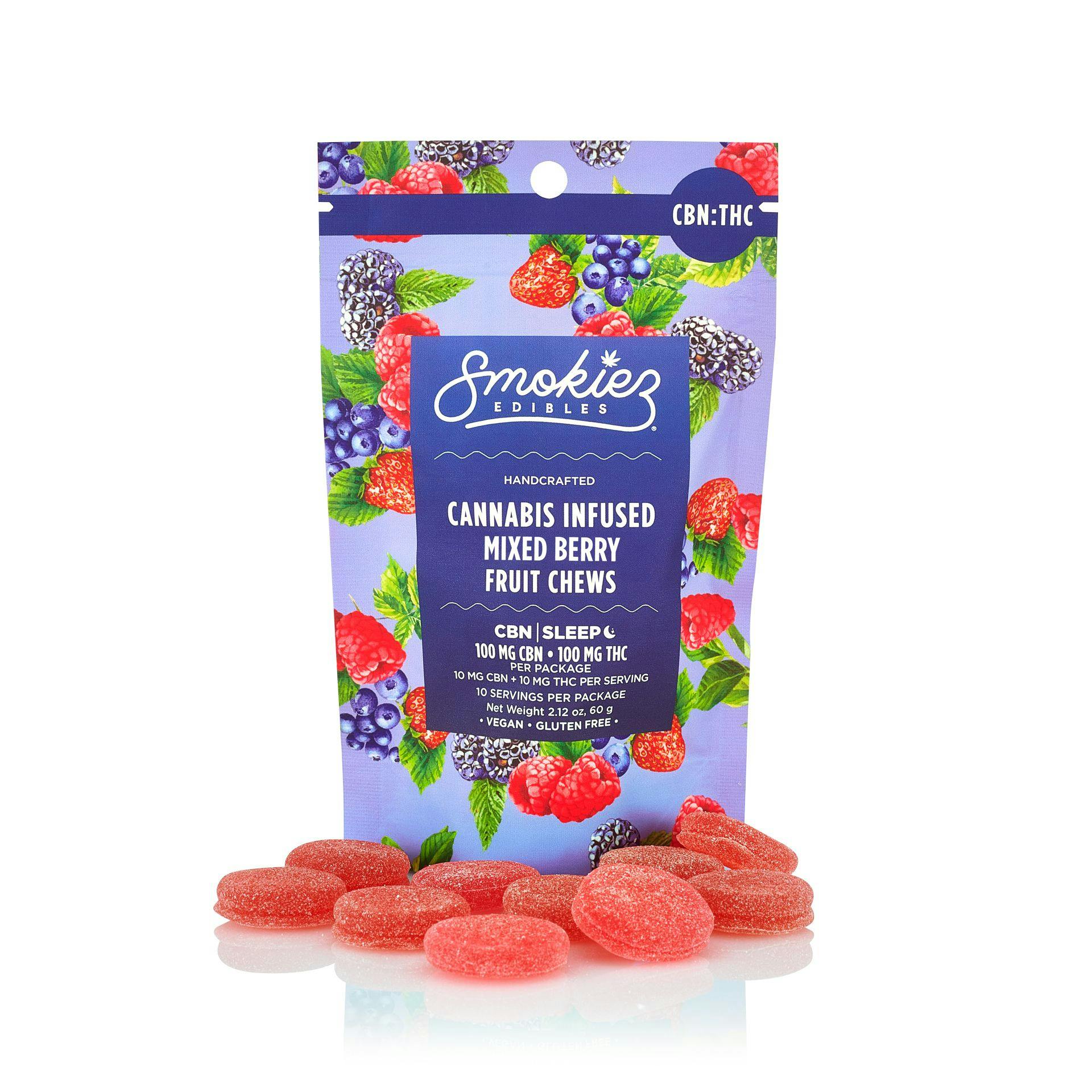 Photograph of product: Smokiez Gummies 100mg 1:1 (TH-oui/CBN) - Mixed Berry (I)