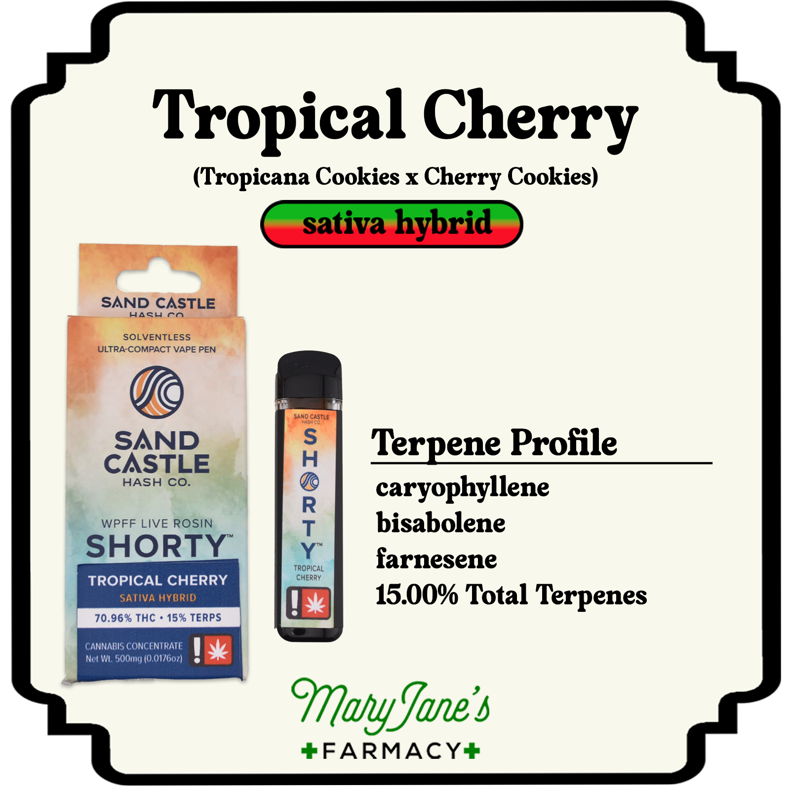 Photograph of product: Tropical Cherry Shorty Disposable All In One Cartridge | .5g