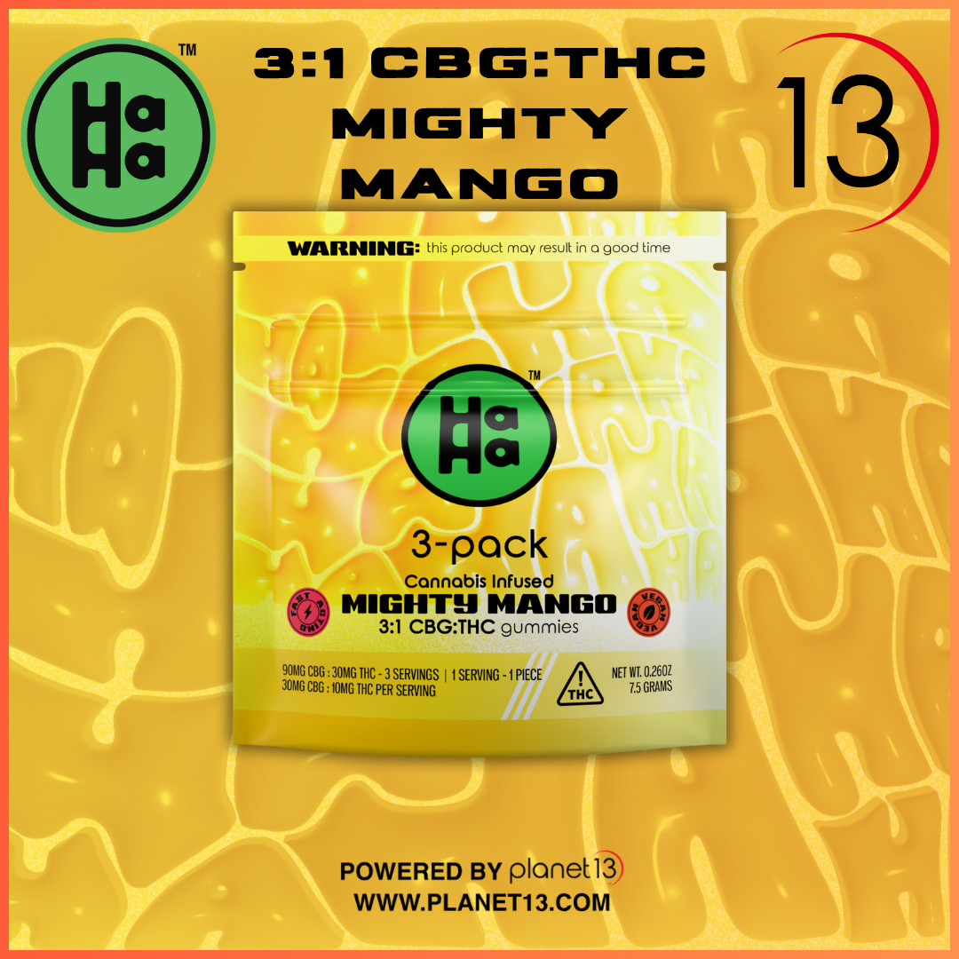 Photograph of product: HaHa 3:1 Mighty Mango 30mg Gummies 3pk