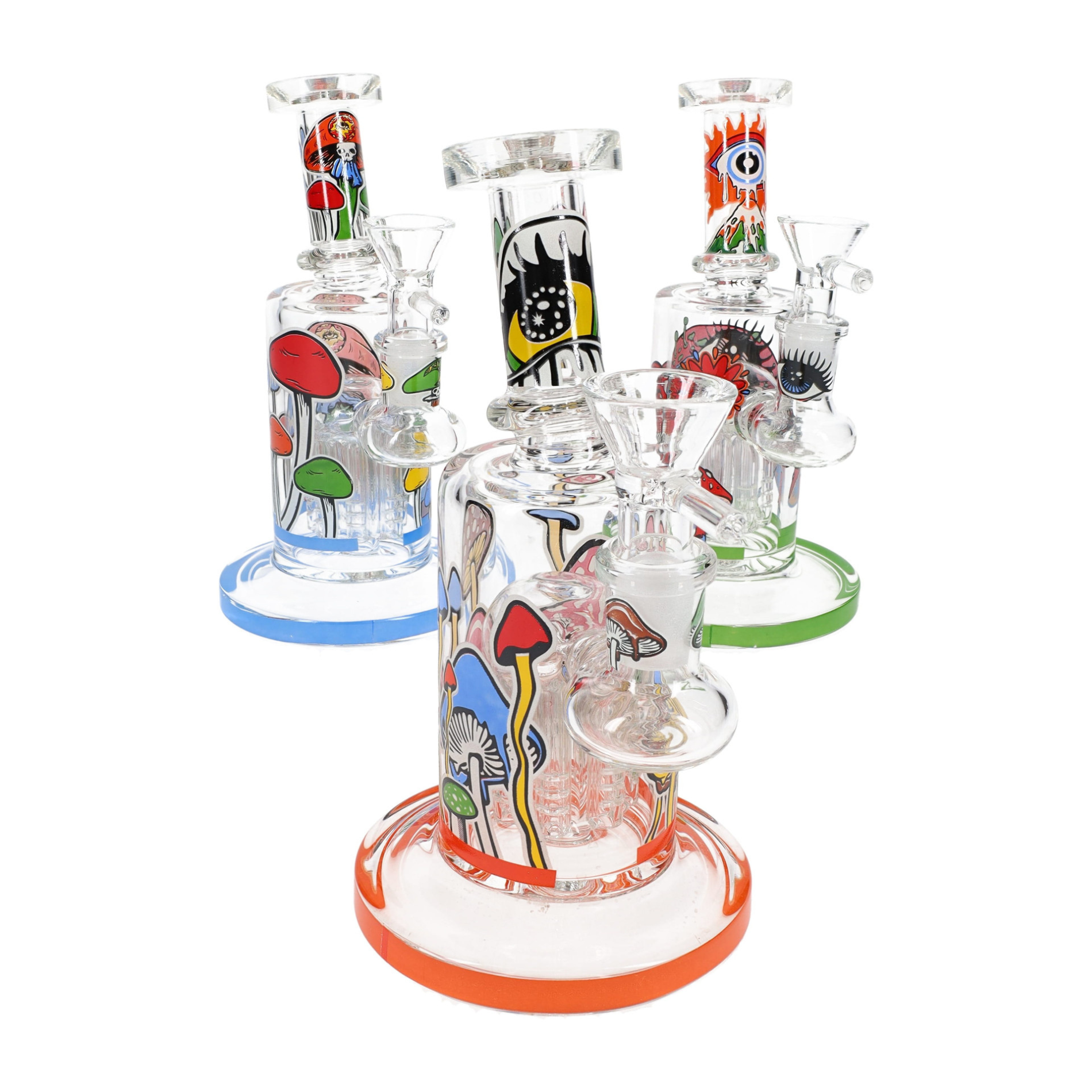 Photograph of product: 6.5" Mushroom Bong w/ Tree Perc | Glow in the Dark | Glass |