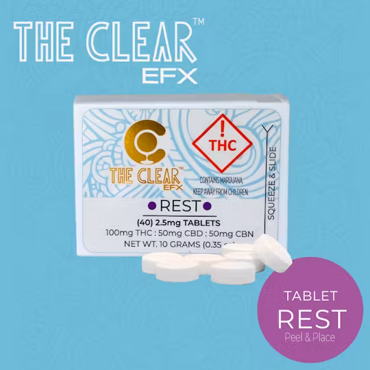 Photograph of product: The Clear EFX Rest 2:1:1 Tablets (100mg TH-oui/50mg CBD/5OMG CBN)