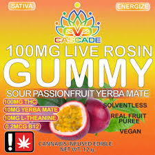 Photograph of product: Cascade Valley Oui'd | Sour Passionfruit Yerba Mate |100mg Rosin Gummy