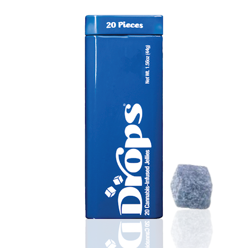 Photograph of product: Drops | Comfort Blueberry | Rosin Gummies | 20pk | DOH | 4:1 200mg CBD : 50mg TH-oui