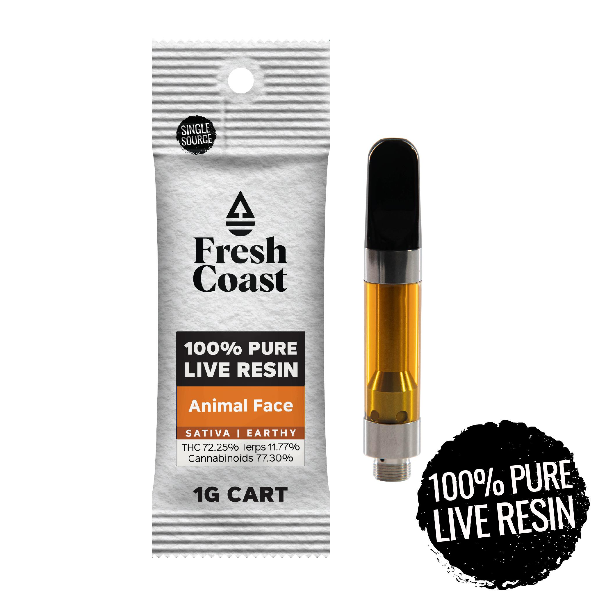 Photograph of product: Fresh Coast Animal Face Pure Live Resin 510 Cartridge | 1g