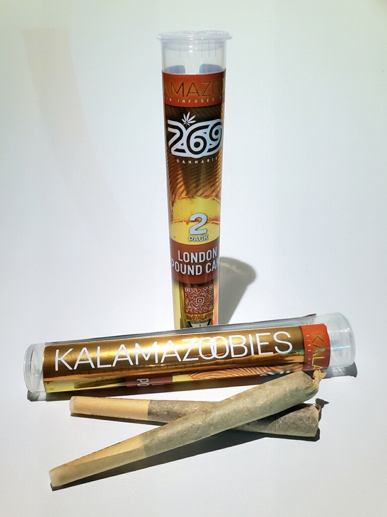 Photograph of product: 269 Kalamazoobies | Live Resin Infused PR 2pk - 2g - | London Pound Cake | Oui'd