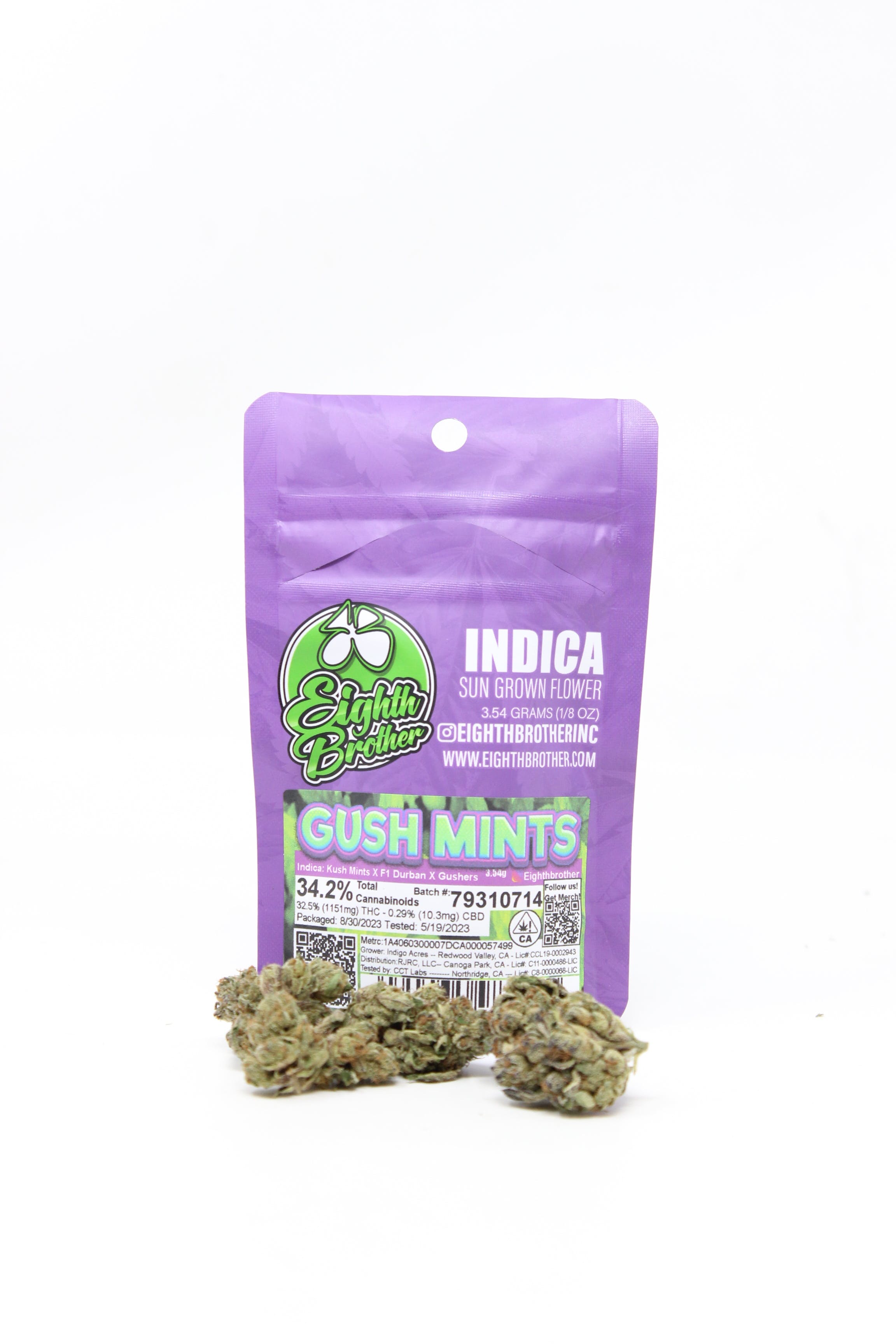 Photograph of product: Eighth Brother - Gush Mints (I-Hybrid) Flower 3.5g