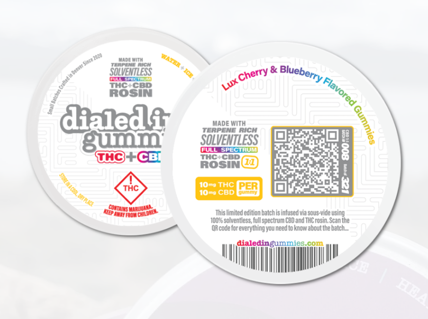 Photograph of product: Dialed In - 1:1 CBD Rosin Gummies - Dragon Fruit (H) 100mg