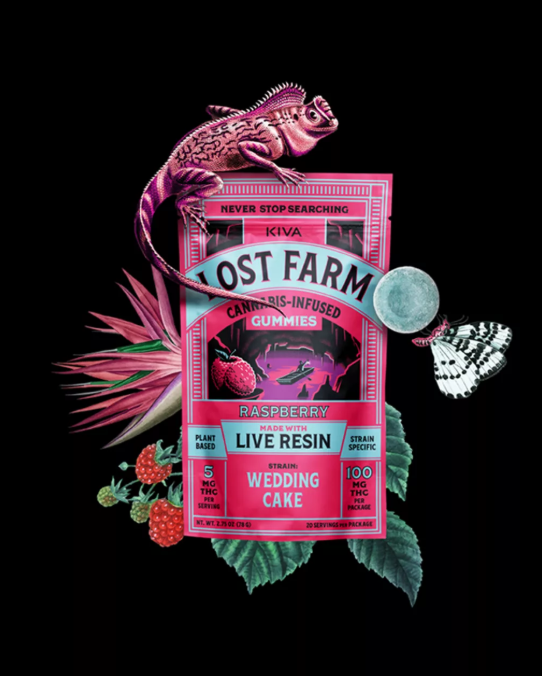 Photograph of product: Raspberry x Wedding Cake Live Resin Gummies | 100mg - Lost Farm