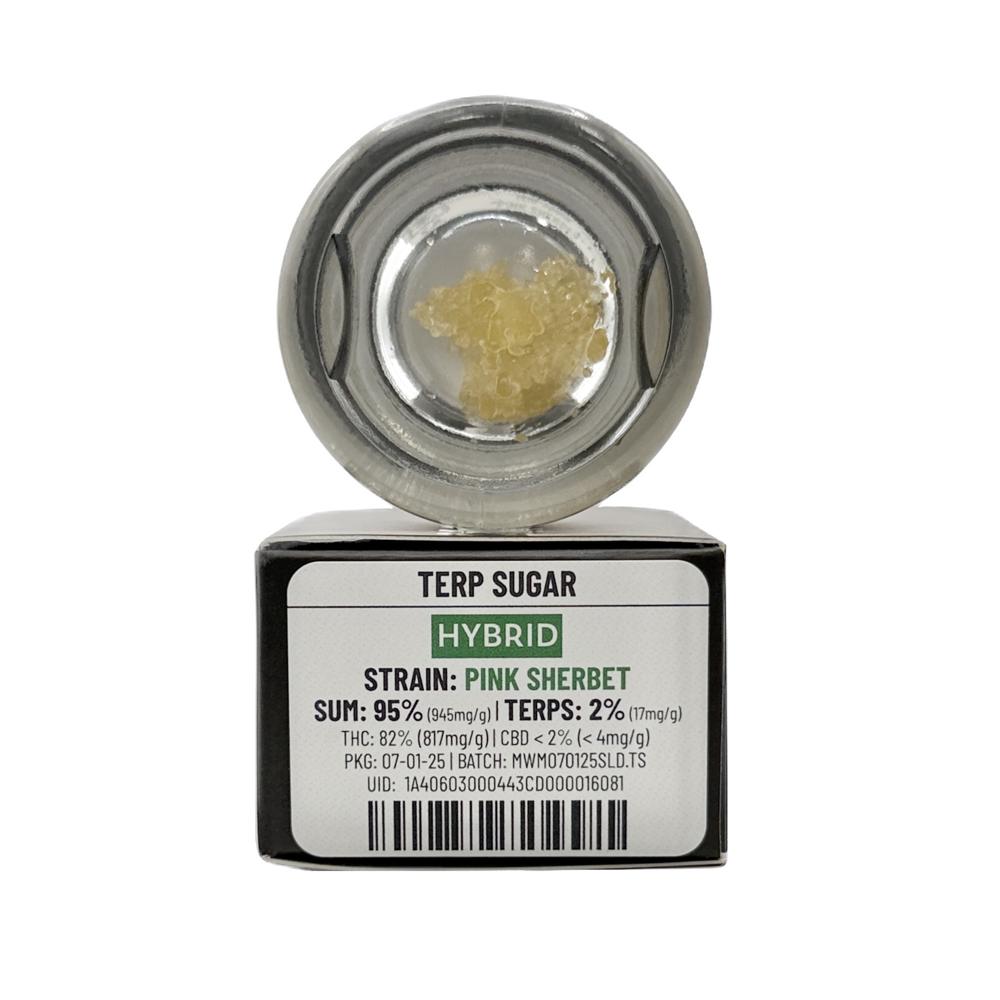 Photograph of product: PINK SHERBET TERP SUGAR 1G