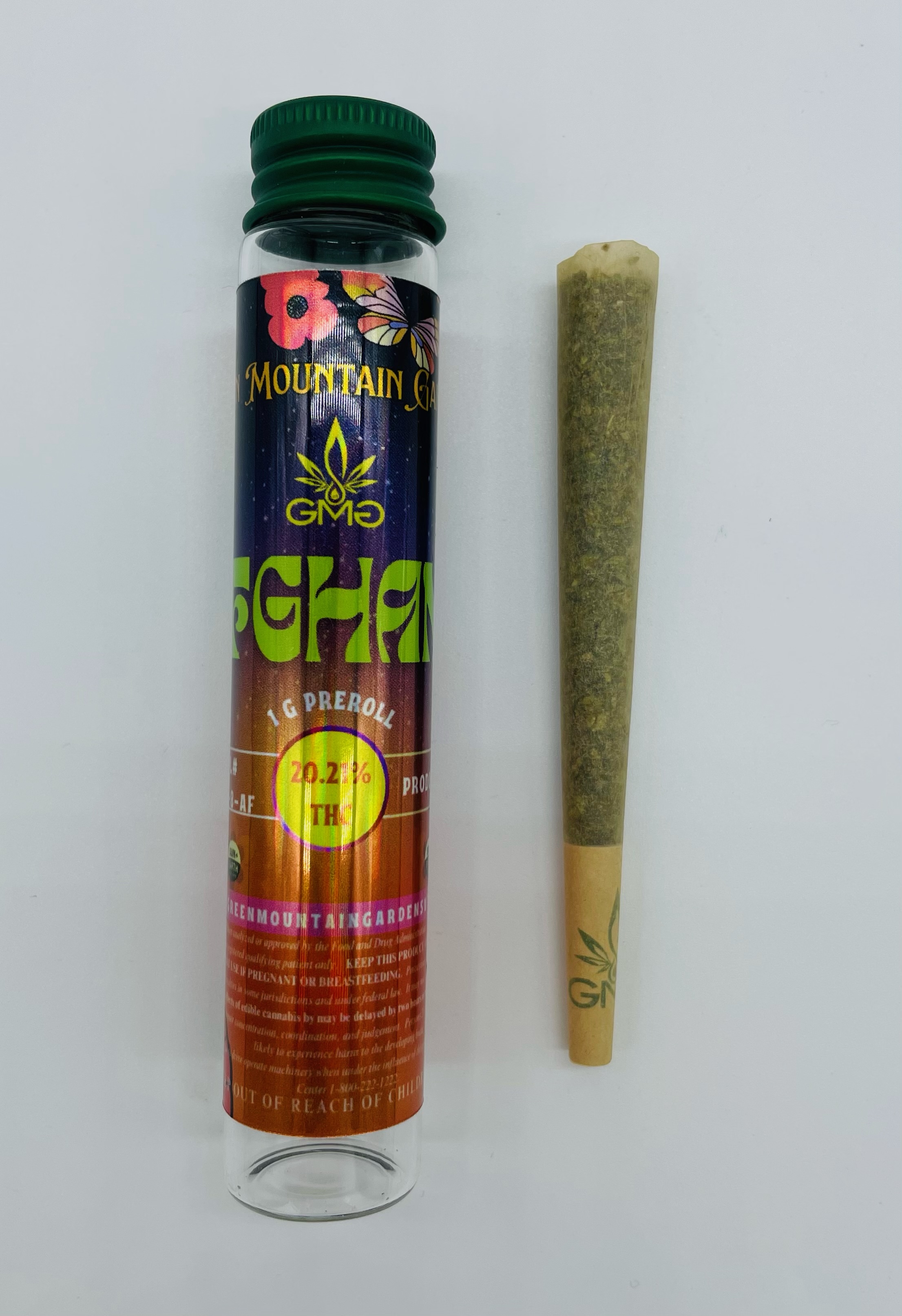 Photograph of product: Green Mountain Gardens | Afghani | Pre-Roll | 1g | 20.12% TH-oui
