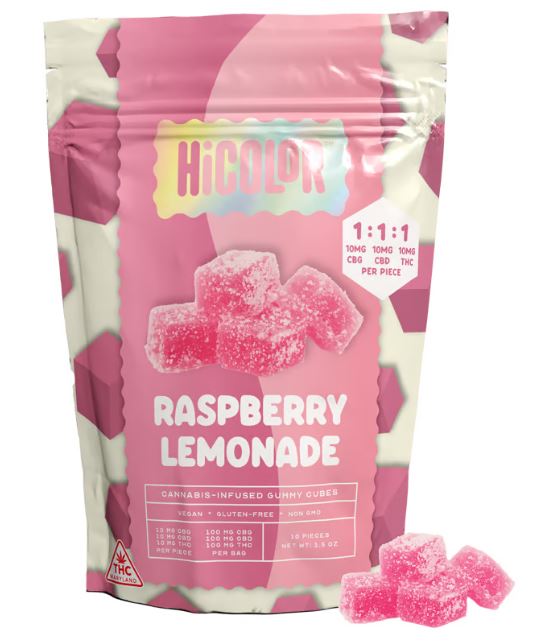 Photograph of product: HiColor CBG:CBD:TH-oui Raspberry Lemonade Chews 10ct