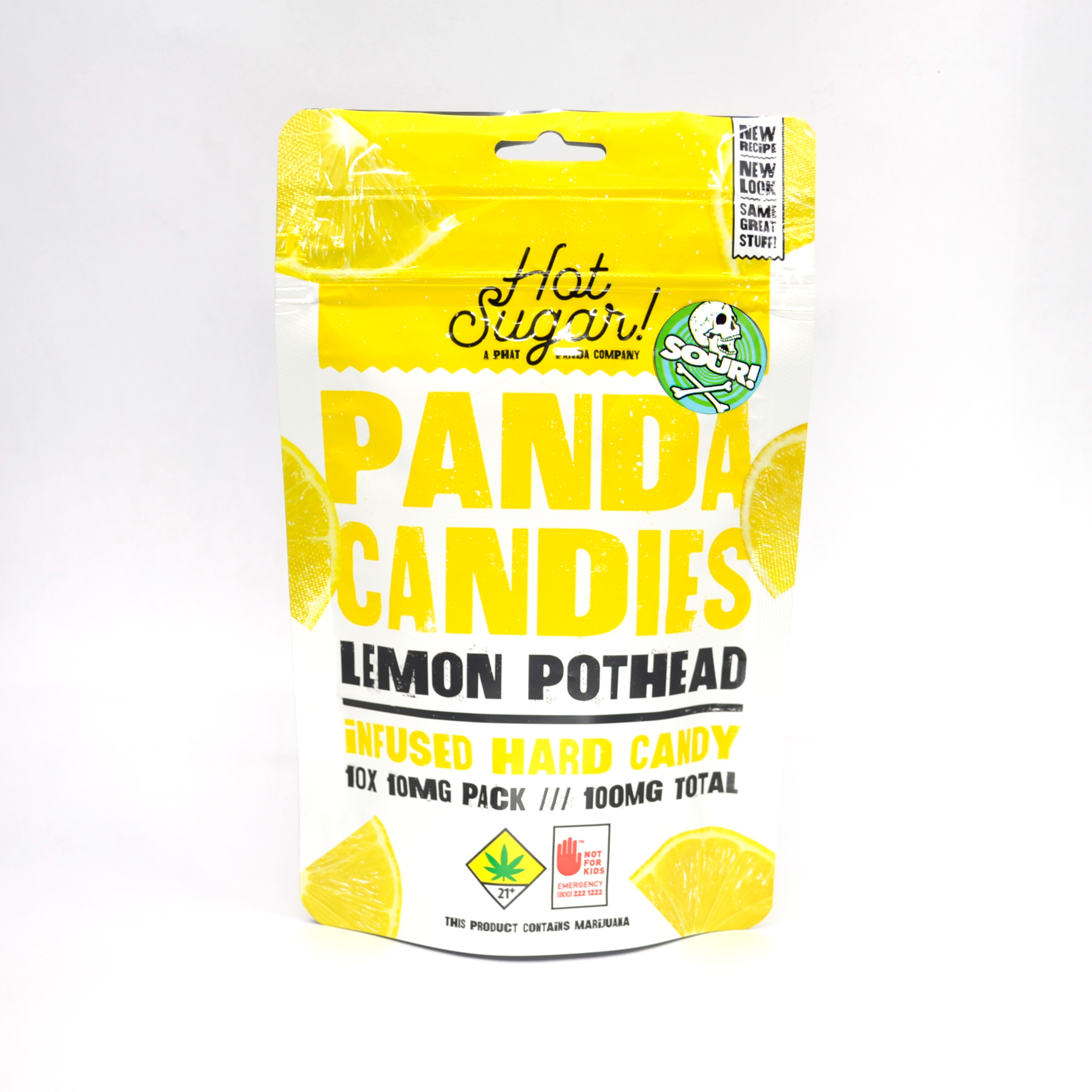Photograph of product: Sour Lemon Pot Head Panda Candies - SOUR | 10pk | (100mg)