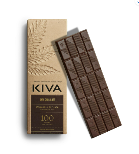 Photograph of product: Dark Chocolate | 5mg 100mg Kiva Bars |