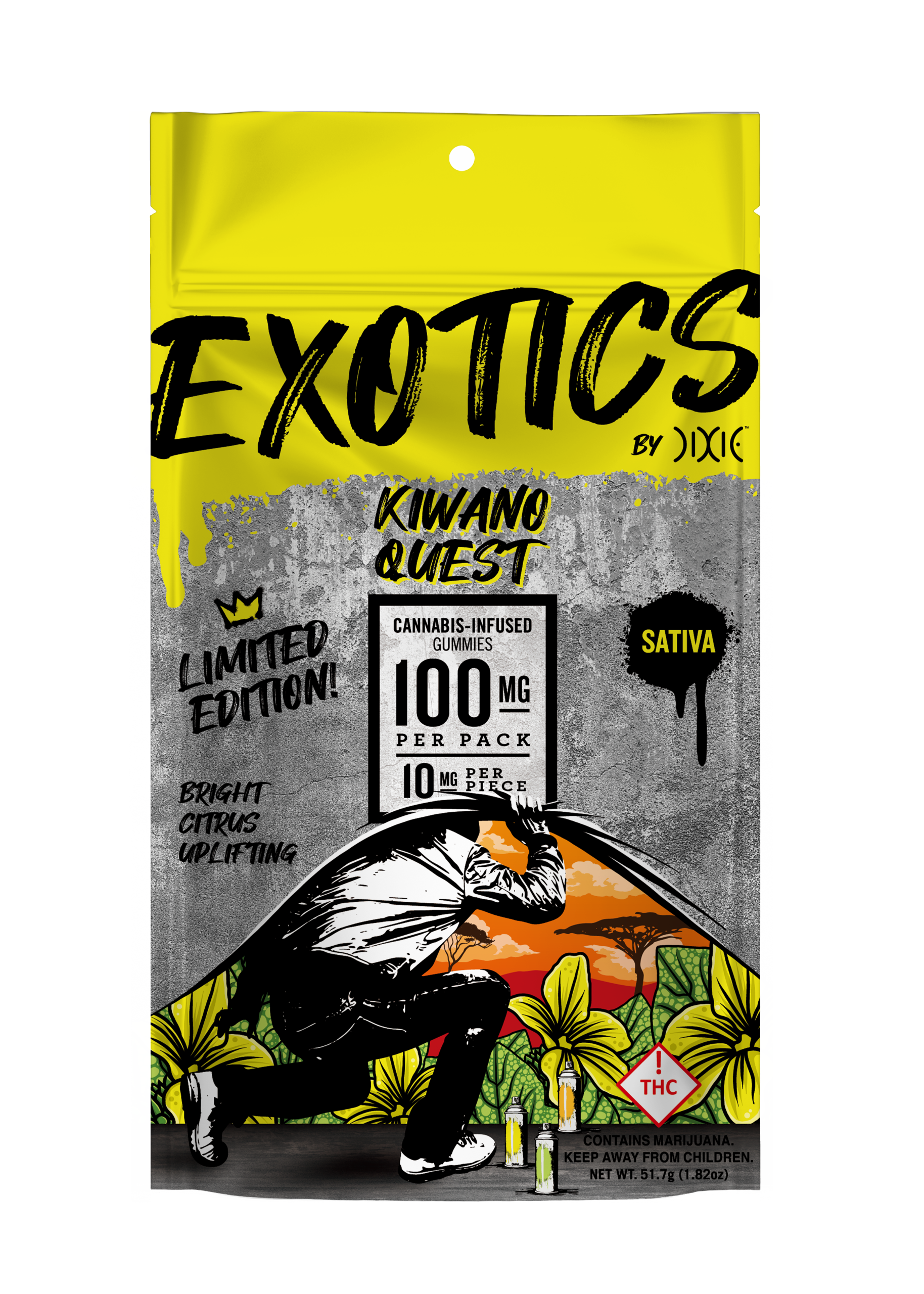 Photograph of product: Dixie - Limited Edition Gummies - 100mg - Kiwano Quest (S)