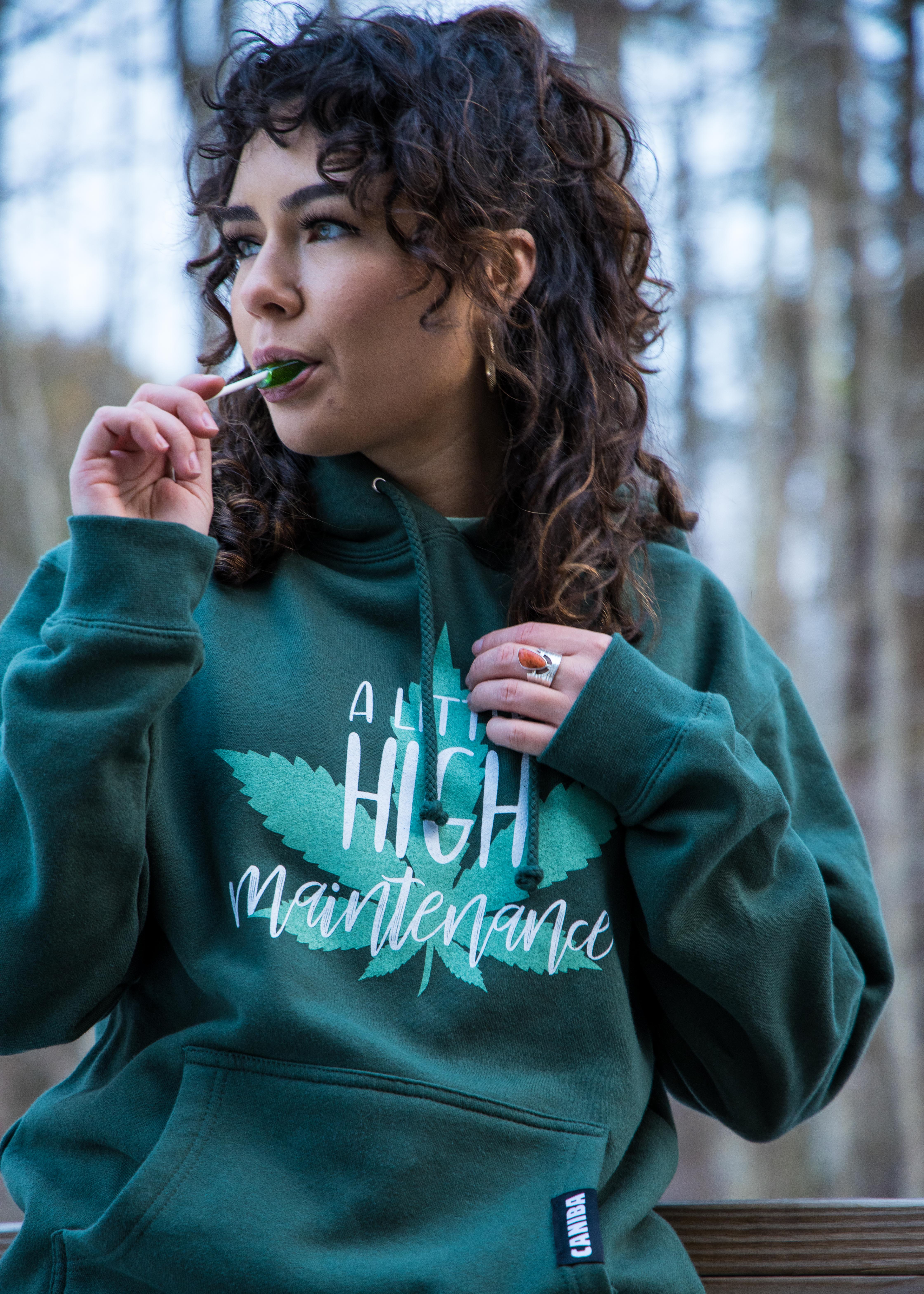 Photograph of product: Hoodie. M. Green. Heavy. A Little High Maintenance. Caniba
