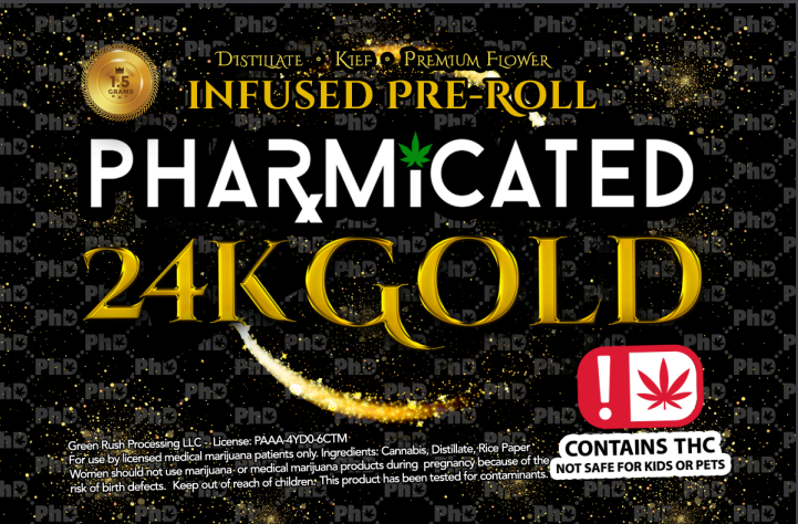 Photograph of Product: Green Rush Processing,LLC- Infused Pre-Roll-24K Gold
