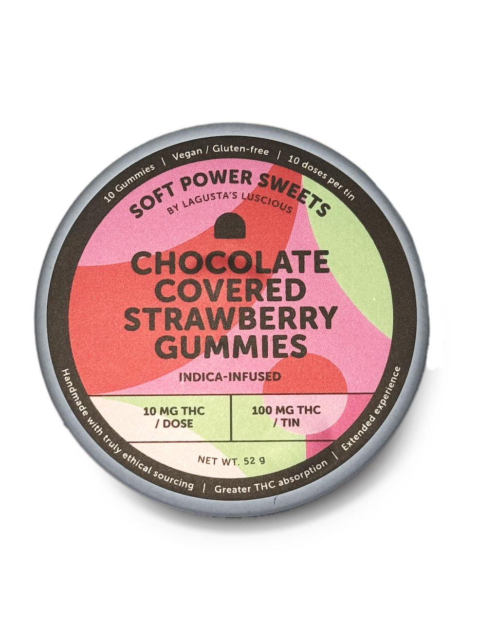 Photograph of product: Soft Power Sweets | Chocolate Covered Strawberry Gummies | 100mg | 10pk
