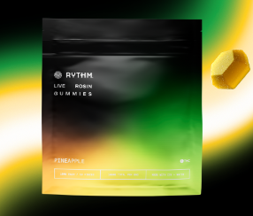 Photograph of product: Rythm | Gummies | Infused | Live Rosin | Pineapple| 10pk -Hybrid