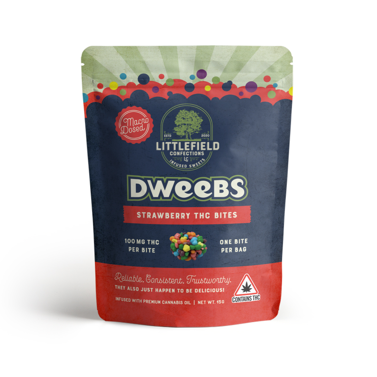 Photograph of product: Littlefield Confections Dweebs Strawberry 100 MG